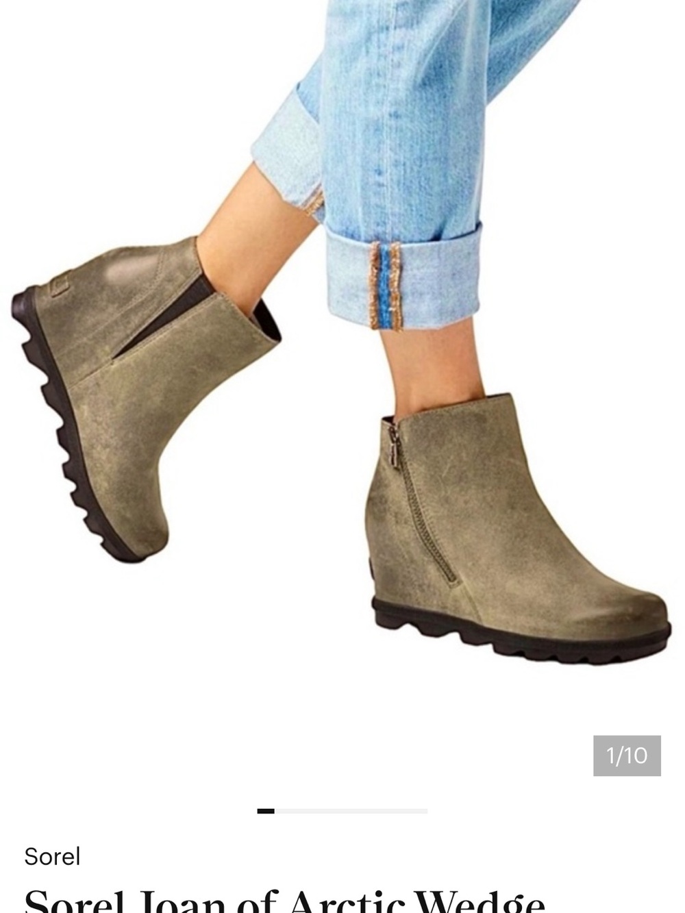 Sorel Suede Wedge Ankle Boots in Brown with Inside Zip